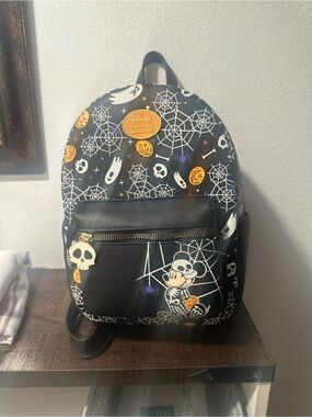 Disney Black Halloween Mini Backpack with Orange and White Accents